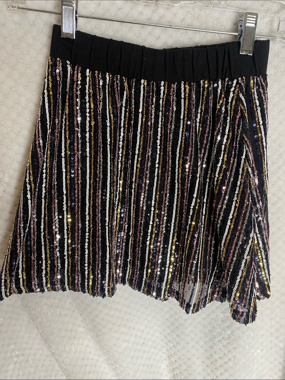 Art Class Metallic Sequins Striped Black Circle Skirt